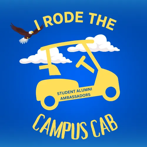 Graphic from student alumni ambassadors for the I rode the campus cab