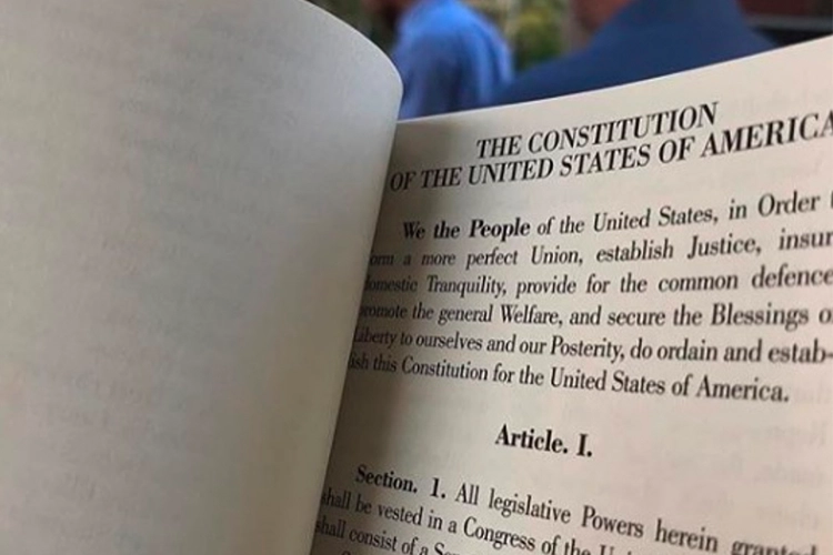Picture of a written copy of the U.S. Constitution