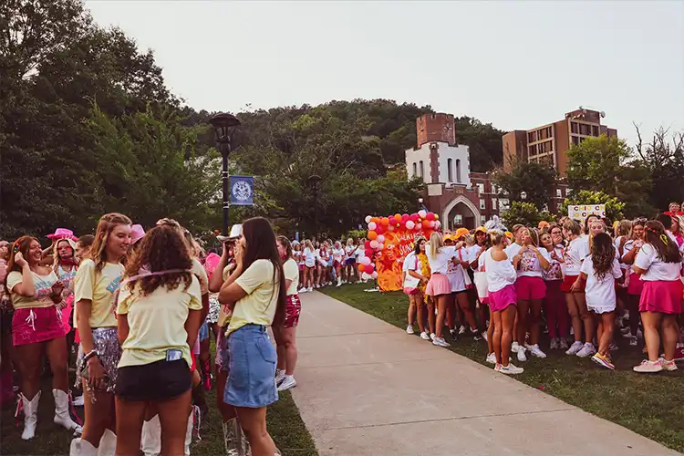 Sorority students on bid day