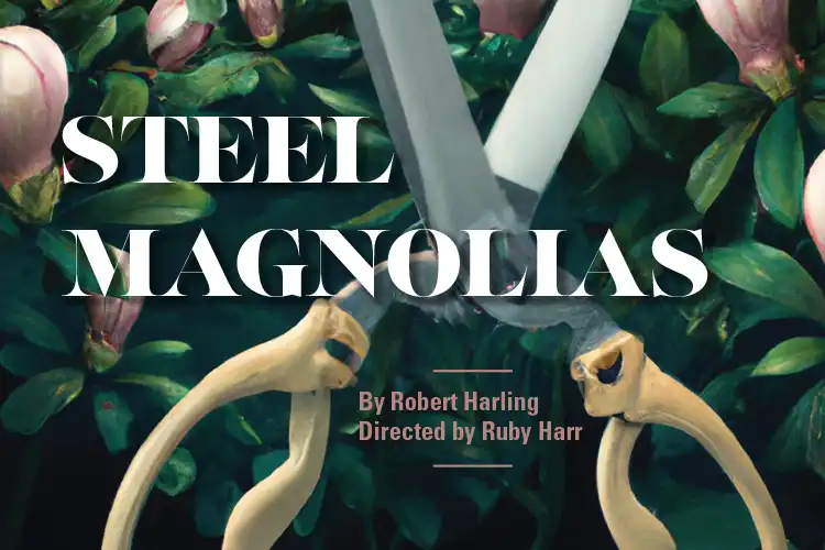 Steel Magnolias: A pair of scissors is placed on top of a magnolia tree.