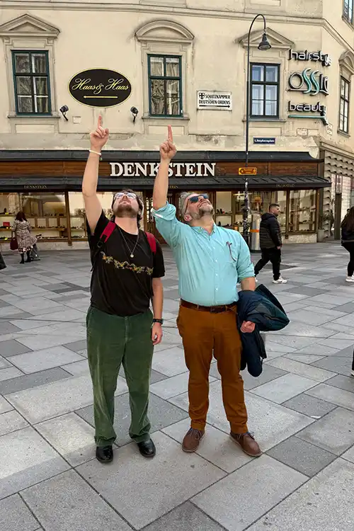 Student Nicholas McPeek and Instructor Steve Middleton on education abroad trip.