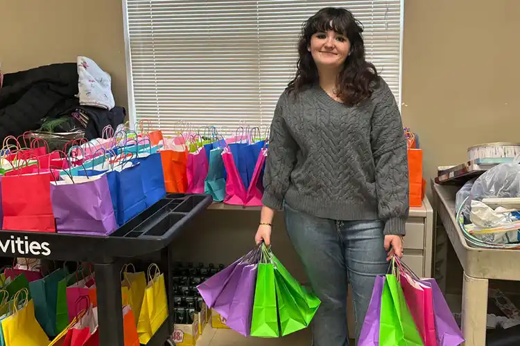 Breanna Cantrell helping out with the Thank-A-Vet project.
